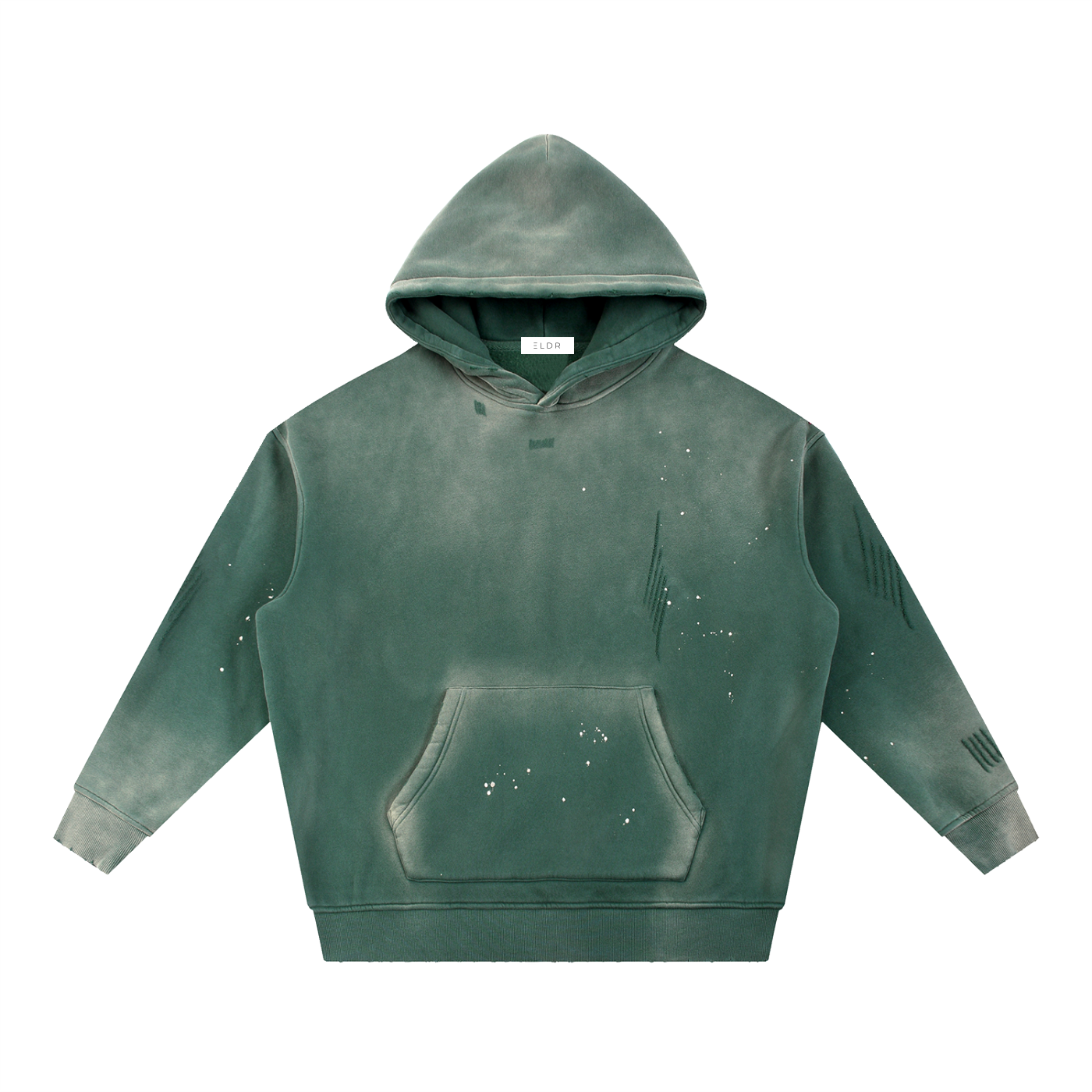 ELDR Vintage Washed Frayed Fleece Hoodie