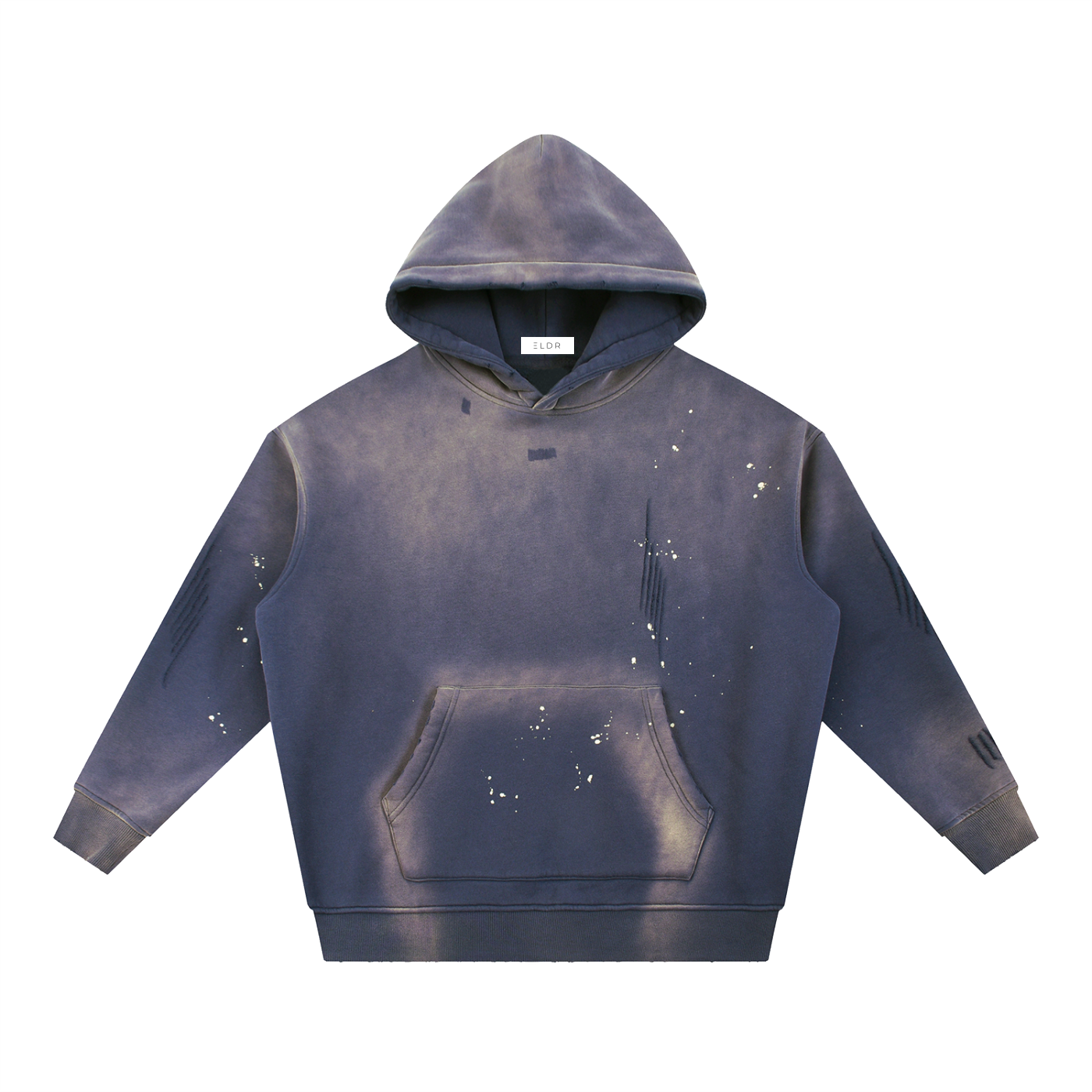 ELDR Vintage Washed Frayed Fleece Hoodie