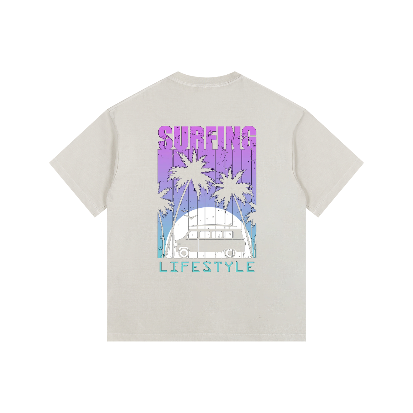 ELDR Oversized Cotton T-Shirt - Surfing Print