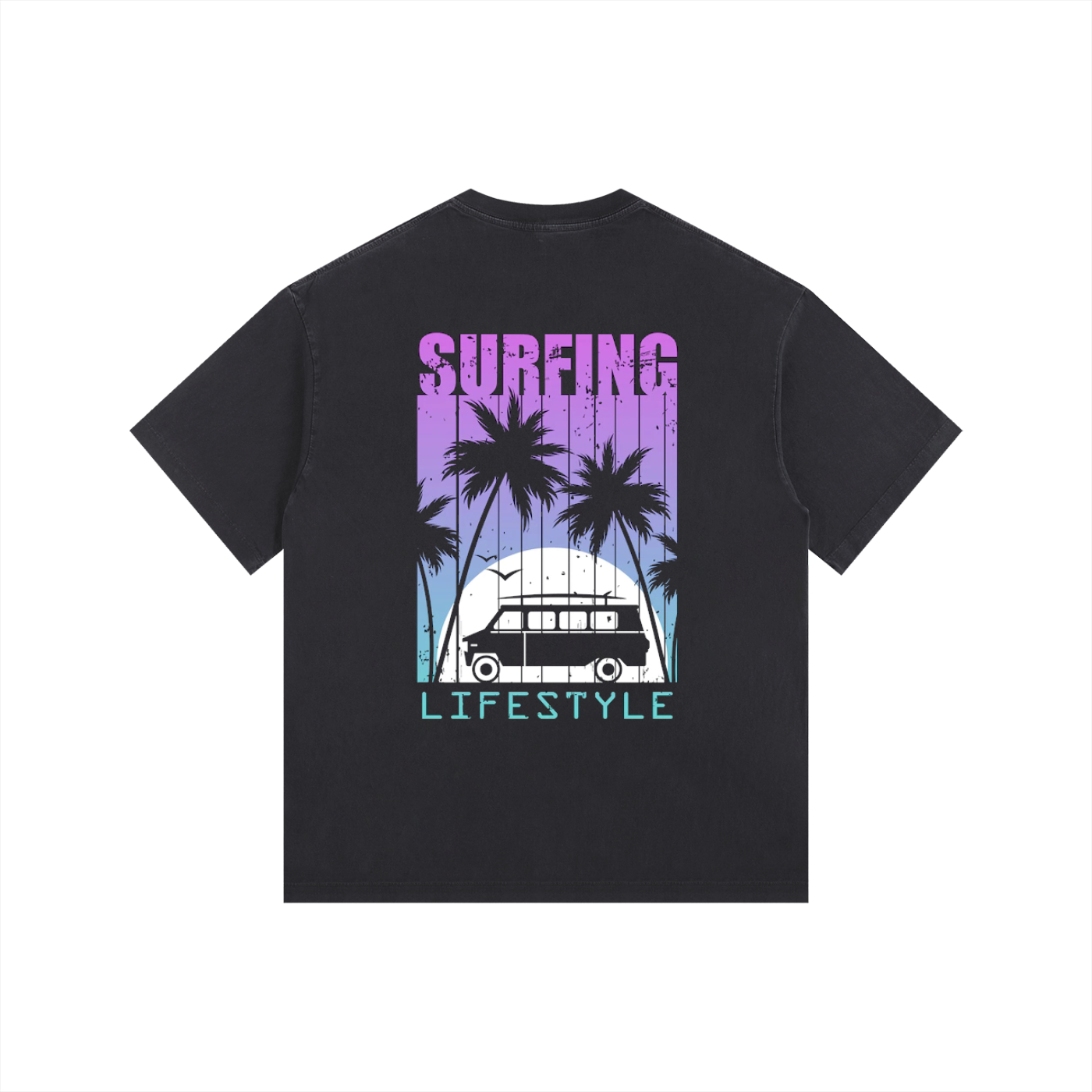 ELDR Oversized Cotton T-Shirt - Surfing Print