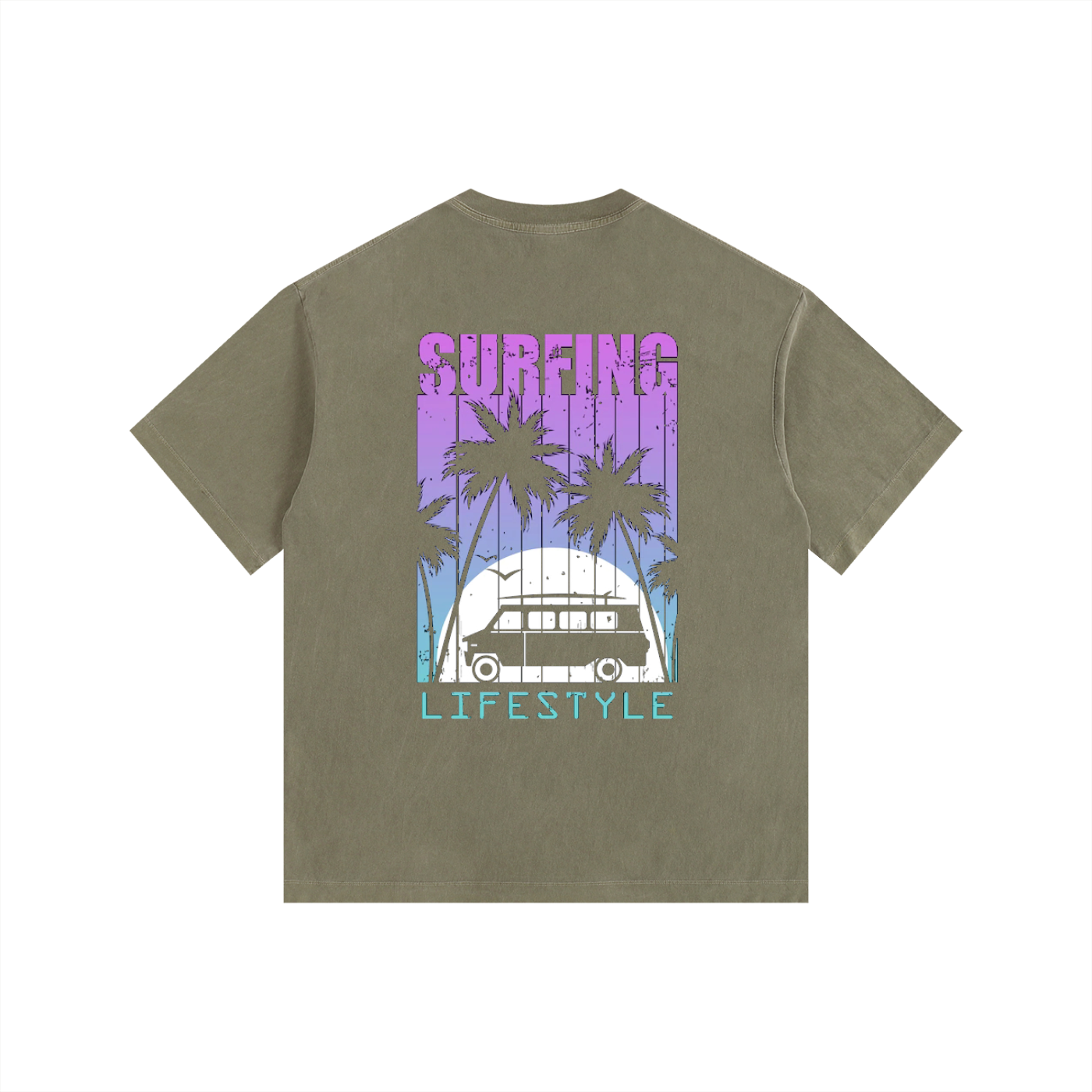 ELDR Oversized Cotton T-Shirt - Surfing Print