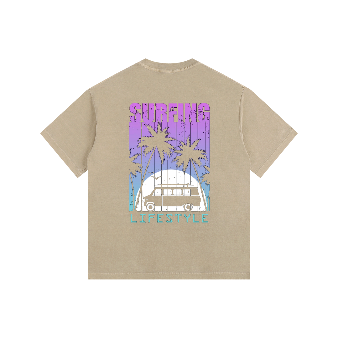 ELDR Oversized Cotton T-Shirt - Surfing Print