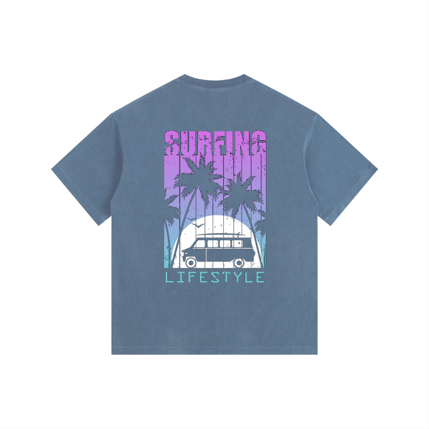 ELDR Oversized Cotton T-Shirt - Surfing Print